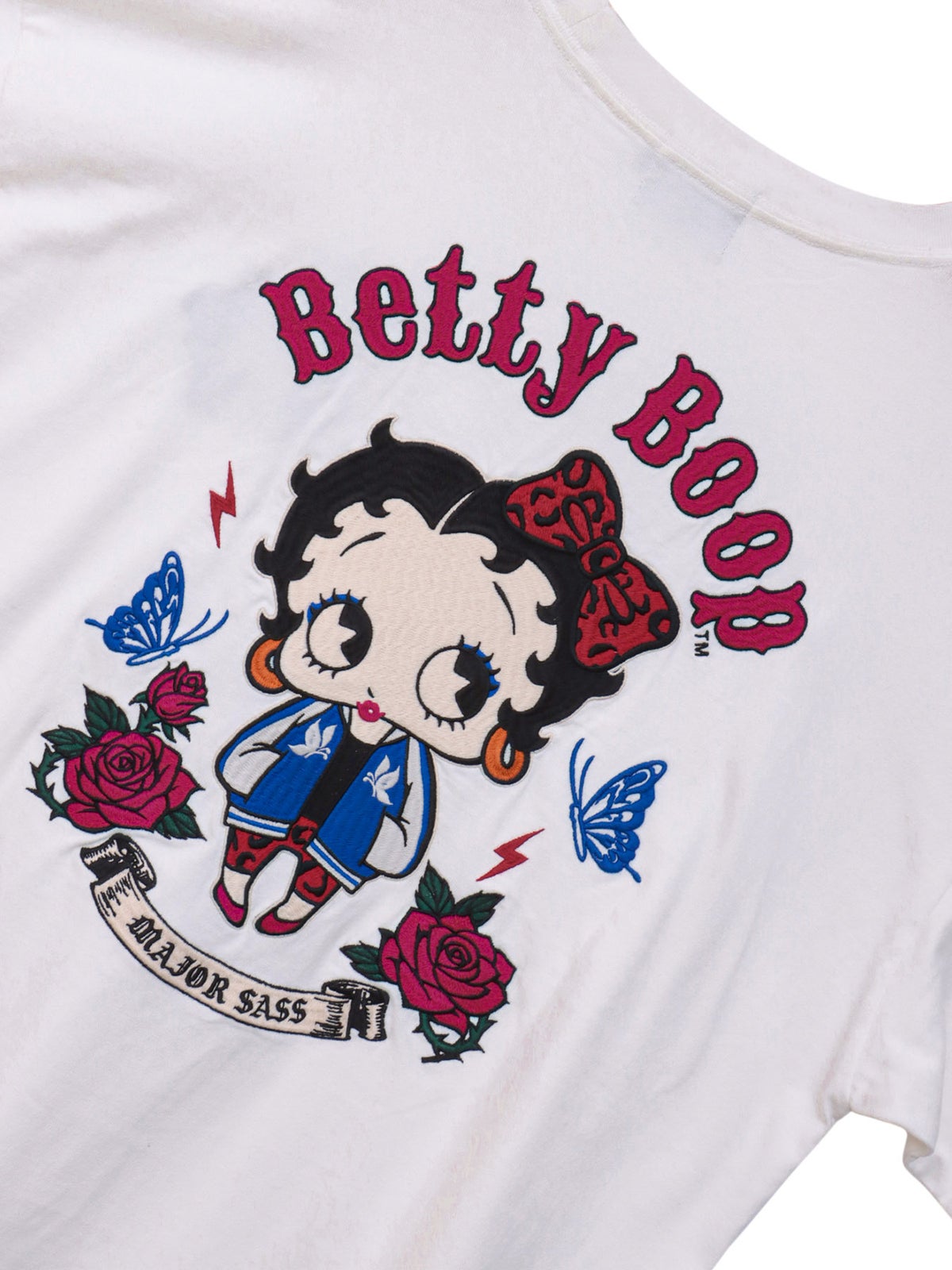 ＜秋の大予約会＞【BETTY BOOP】“やんちゃベティ”刺繍入りロンT〔別注〕