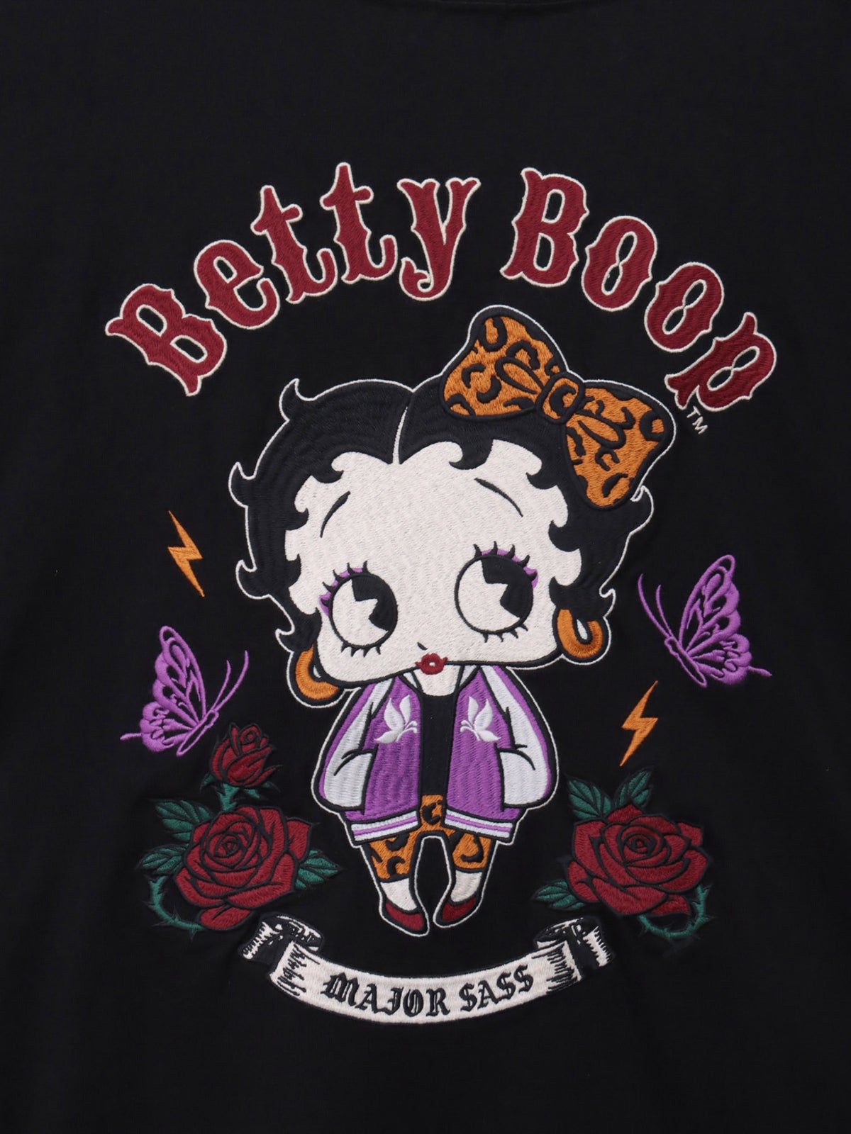＜秋の大予約会＞【BETTY BOOP】“やんちゃベティ”刺繍入りロンT〔別注〕