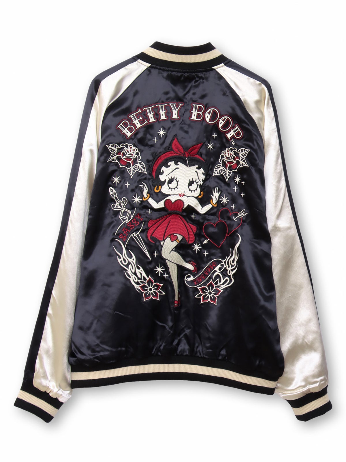 ＜秋の大予約会＞【BETTY BOOP】“オールドタトゥーベティ”総刺繍リバーシブルスカジャン