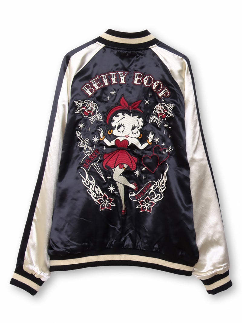 ＜秋の大予約会＞【BETTY BOOP】“オールドタトゥーベティ”総刺繍リバーシブルスカジャン