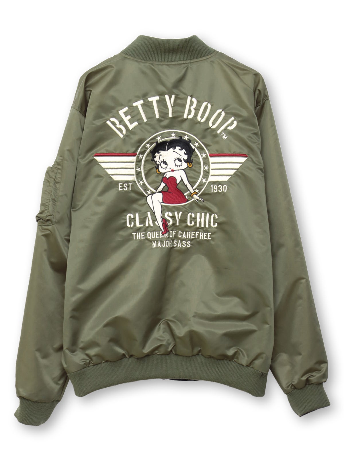 ＜秋の大予約会＞【BETTY BOOP】“オールドタトゥーベティ”総刺繍リバーシブルスカジャン