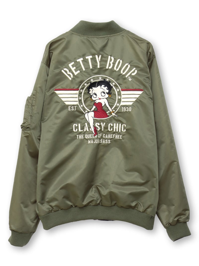 ＜秋の大予約会＞【BETTY BOOP】“オールドタトゥーベティ”総刺繍リバーシブルスカジャン