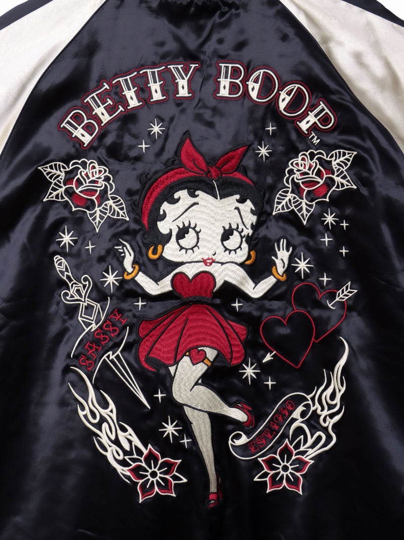＜秋の大予約会＞【BETTY BOOP】“オールドタトゥーベティ”総刺繍リバーシブルスカジャン