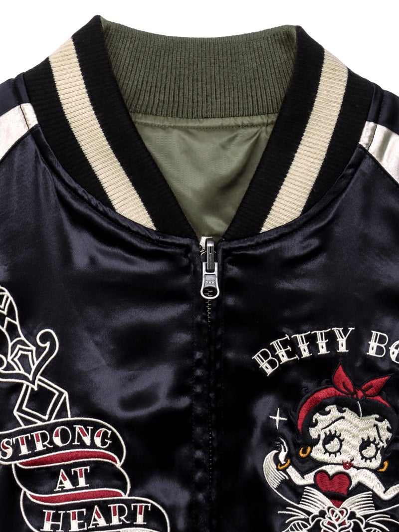 ＜秋の大予約会＞【BETTY BOOP】“オールドタトゥーベティ”総刺繍リバーシブルスカジャン