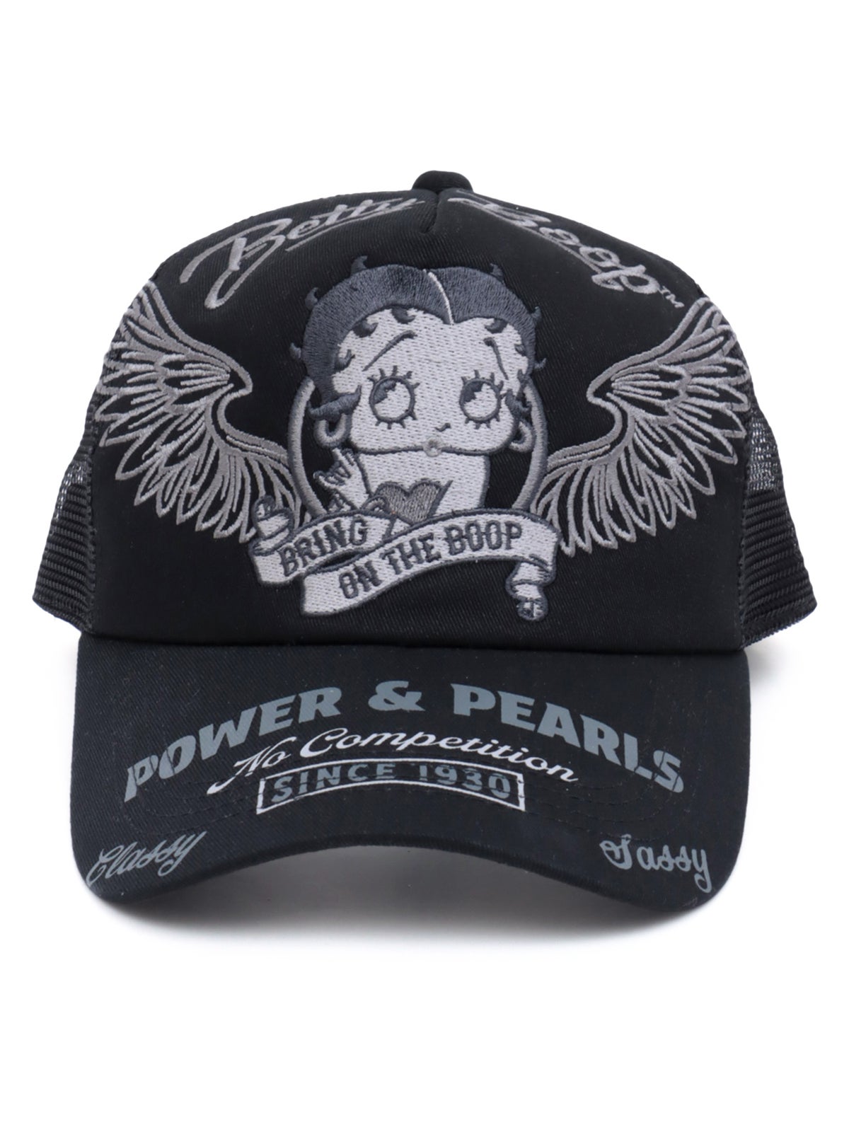 ＜秋の大予約会＞【BETTY BOOP】“BETTY BOOP”刺繍入りメッシュキャップ