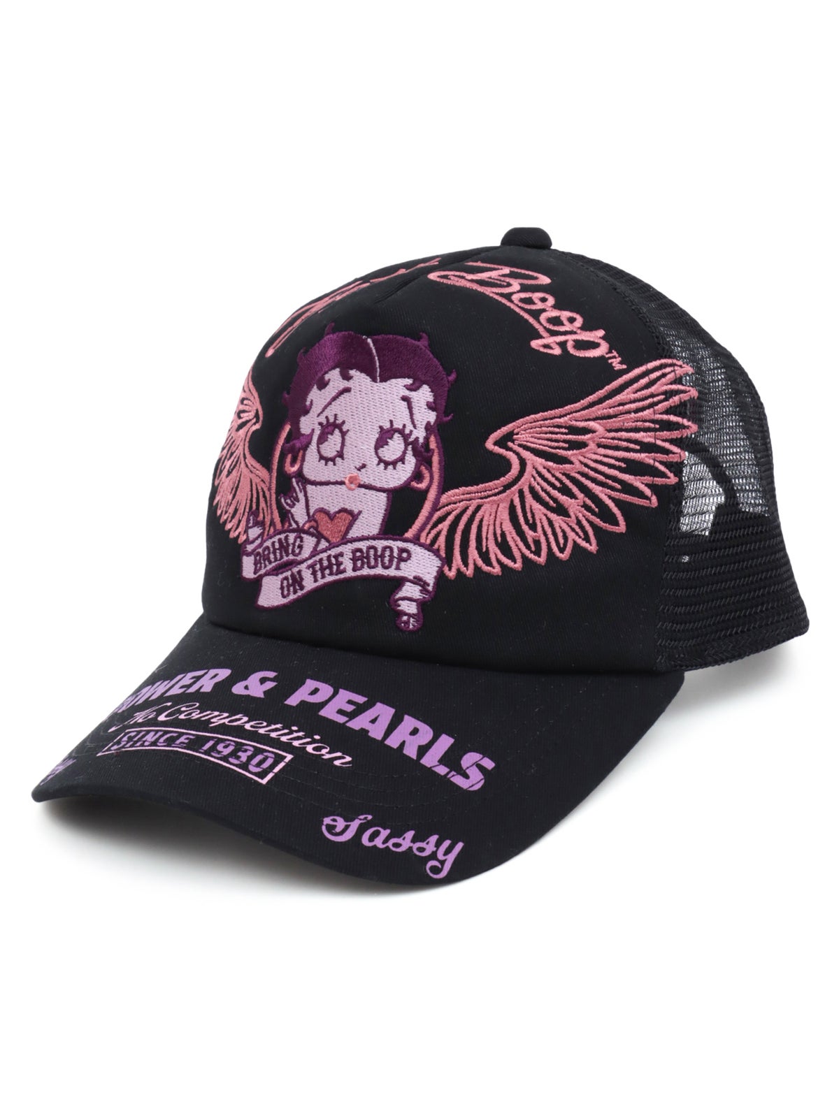 ＜秋の大予約会＞【BETTY BOOP】“BETTY BOOP”刺繍入りメッシュキャップ