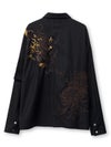 ＜秋の大予約会＞【DRASTIC GARDEN】“火炎ノ菊”刺繍入りピンストライプシャツ