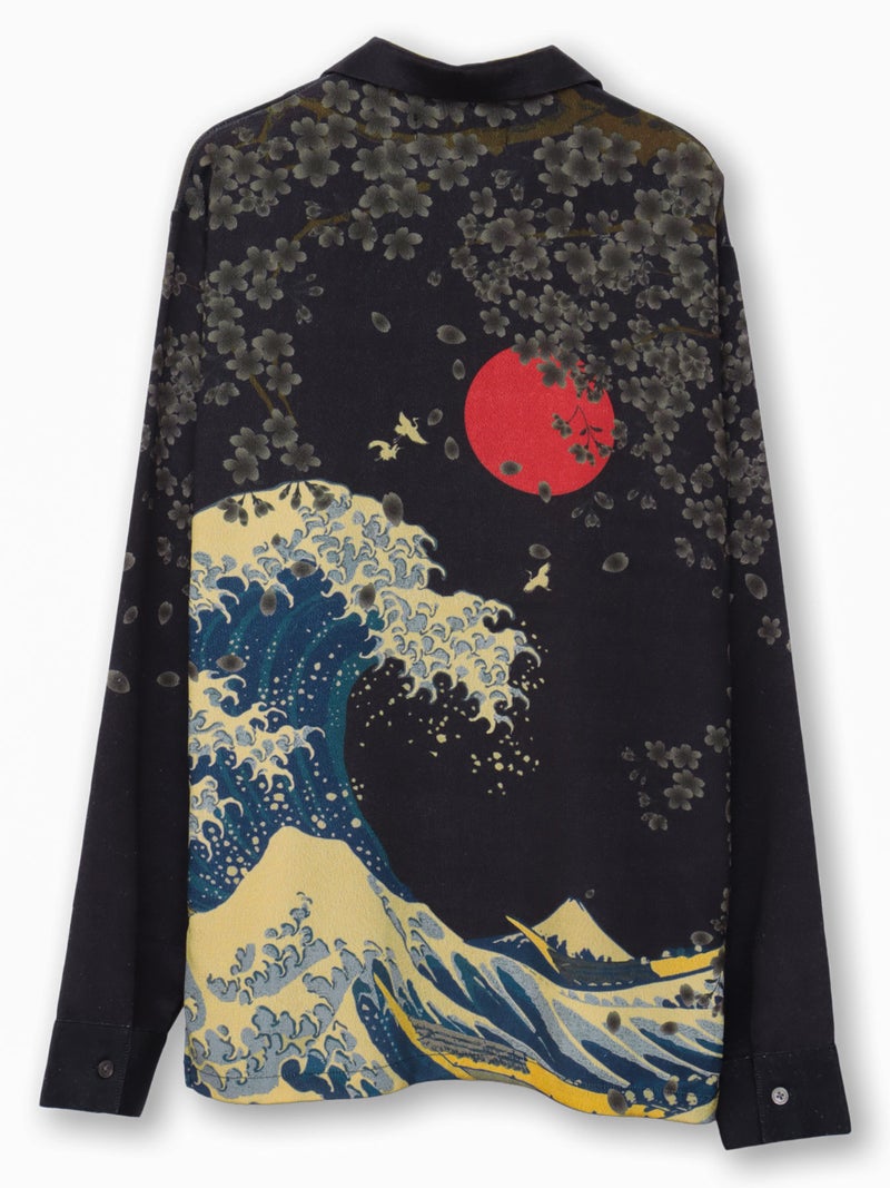 ＜秋の大予約会＞【絡繰魂・粋】“富士山／龍”刺繍入り長袖シャツ