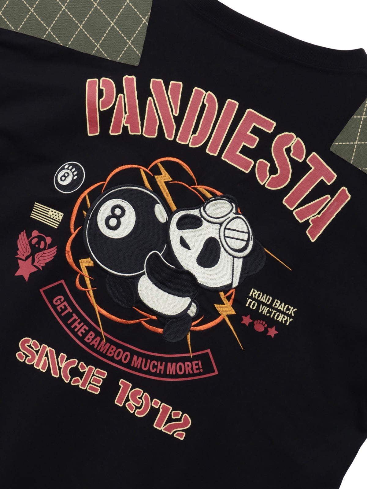 ＜秋の大予約会＞【PANDIESTA JAPAN】“8ボールパンダ”ミリタリー風刺繍入りロンT