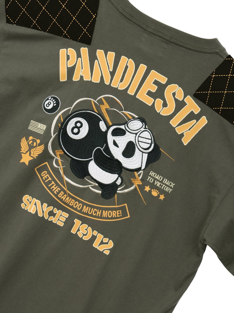＜秋の大予約会＞【PANDIESTA JAPAN】“8ボールパンダ”ミリタリー風刺繍入りロンT