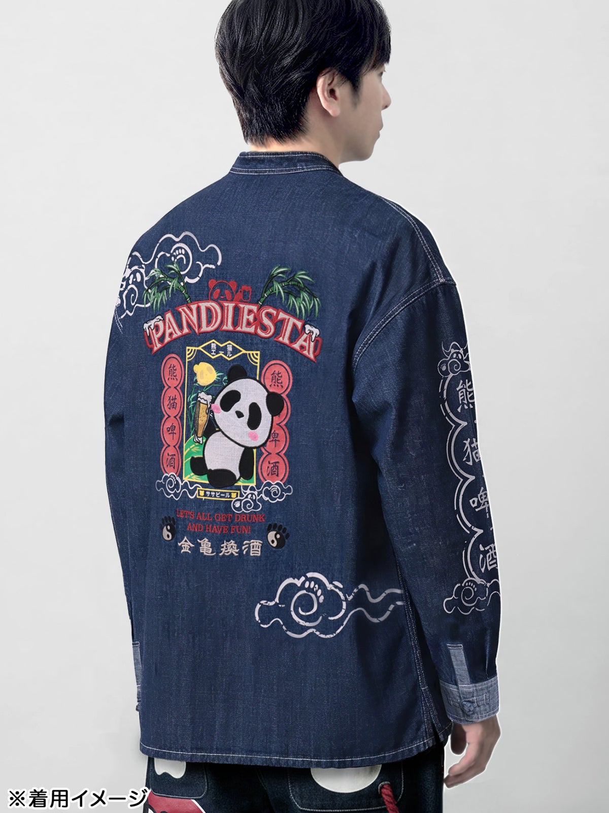 ＜秋の大予約会＞【PANDIESTA JAPAN】“酔いどれパンダ”デニムジャケット〔別注〕