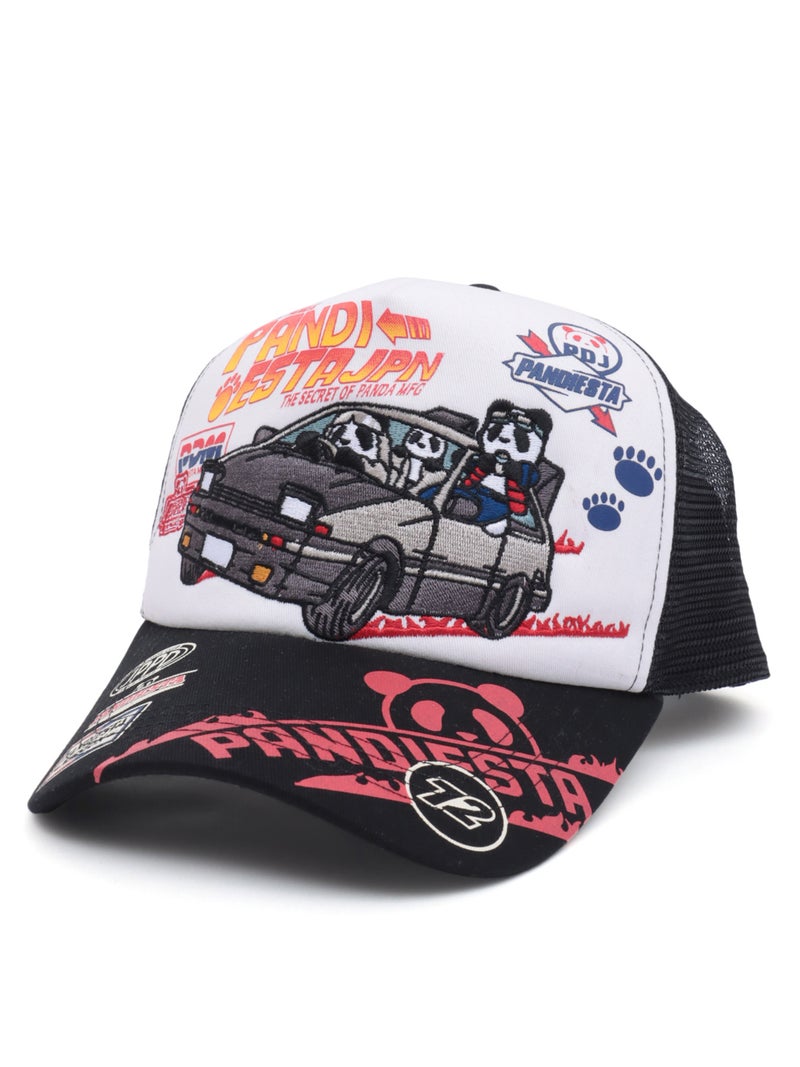 ＜秋の大予約会＞【PANDIESTA JAPAN】“ハコ乗りパンダ”刺繍入りメッシュCAP