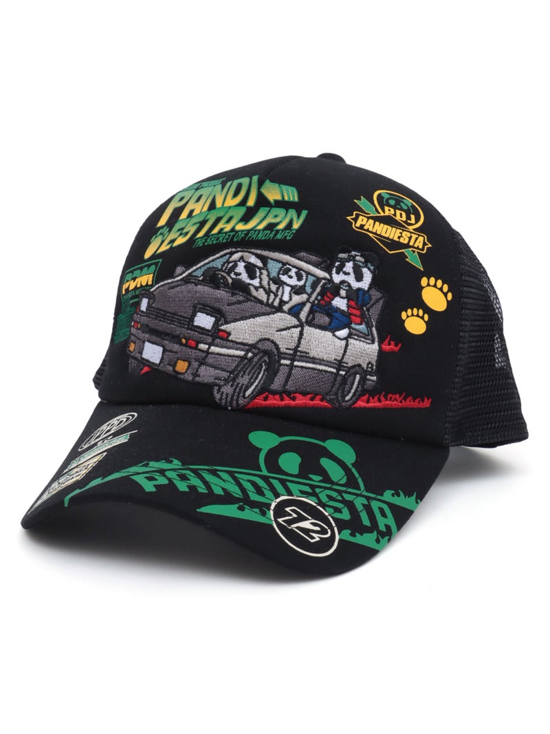 ＜秋の大予約会＞【PANDIESTA JAPAN】“ハコ乗りパンダ”刺繍入りメッシュCAP
