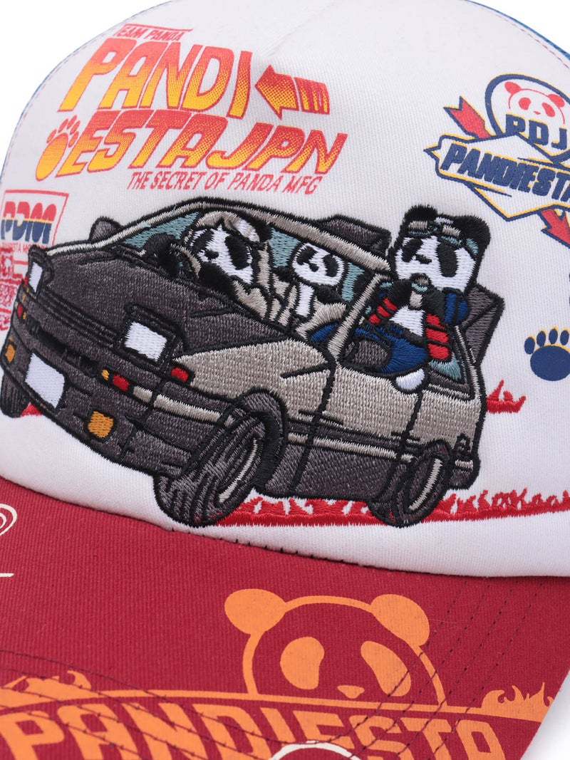 ＜秋の大予約会＞【PANDIESTA JAPAN】“ハコ乗りパンダ”刺繍入りメッシュCAP