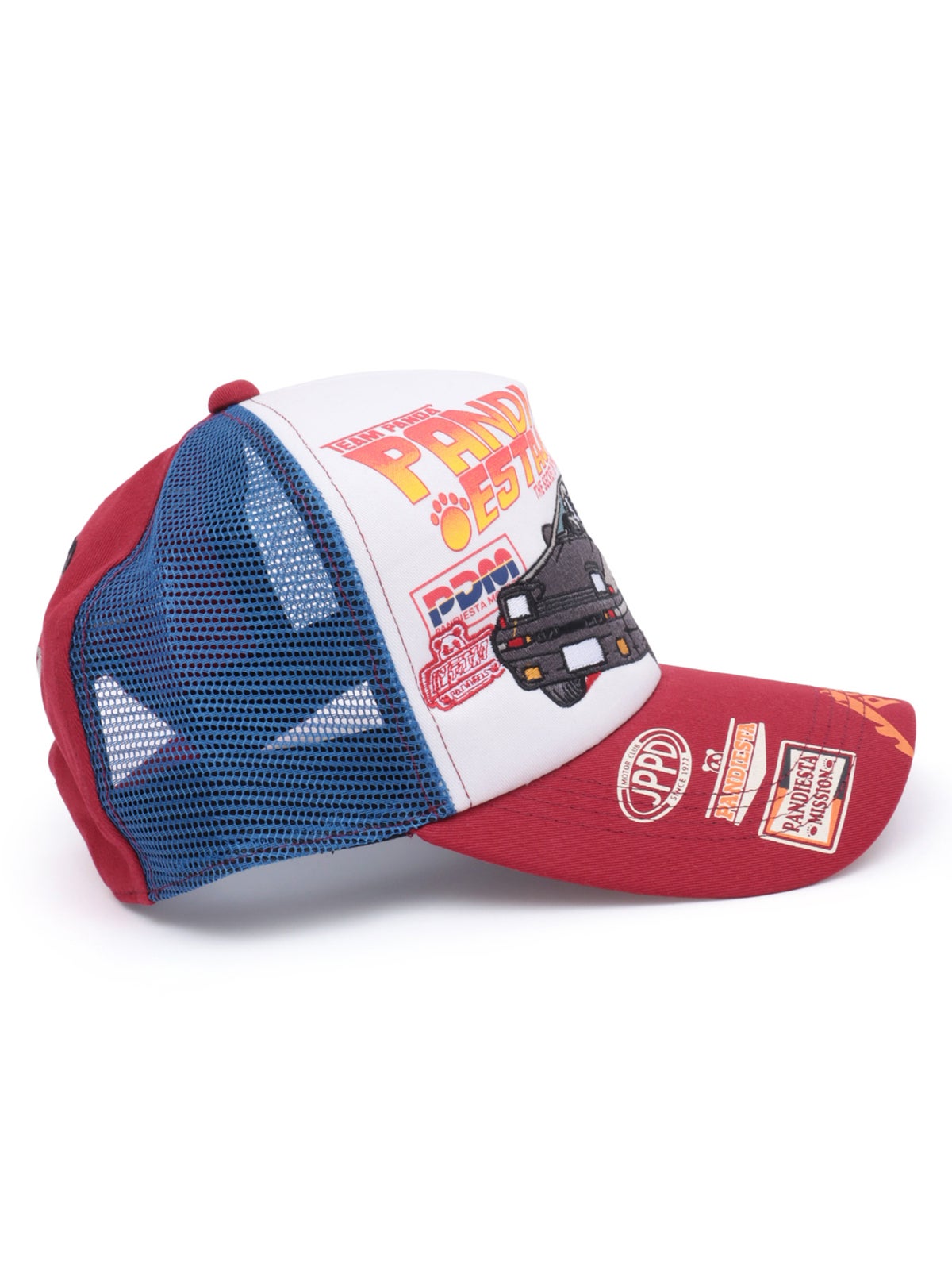 ＜秋の大予約会＞【PANDIESTA JAPAN】“ハコ乗りパンダ”刺繍入りメッシュCAP