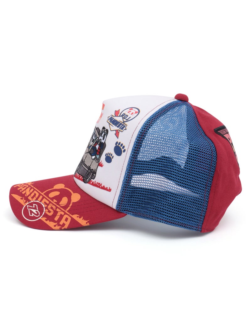 ＜秋の大予約会＞【PANDIESTA JAPAN】“ハコ乗りパンダ”刺繍入りメッシュCAP
