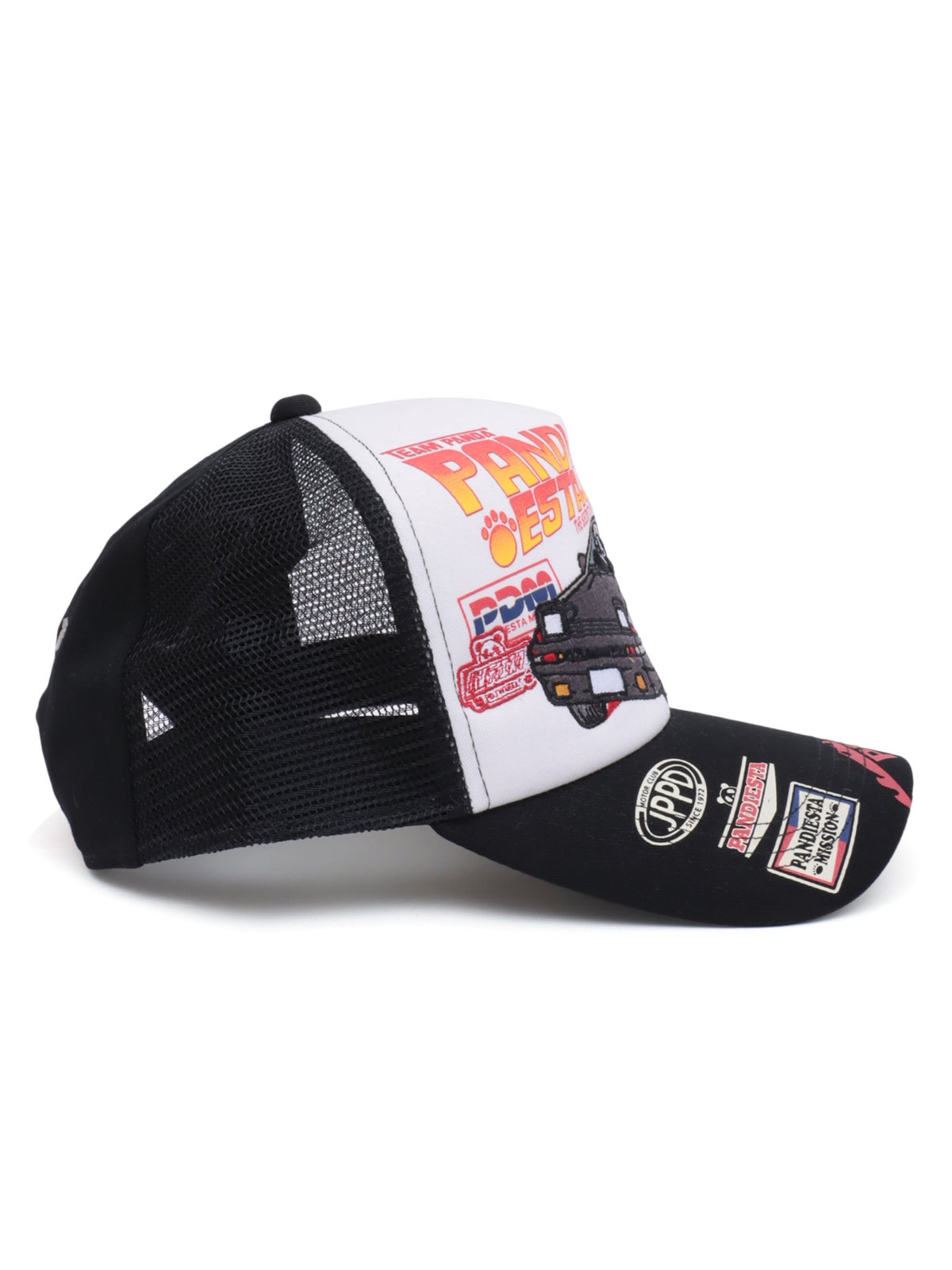 ＜秋の大予約会＞【PANDIESTA JAPAN】“ハコ乗りパンダ”刺繍入りメッシュCAP