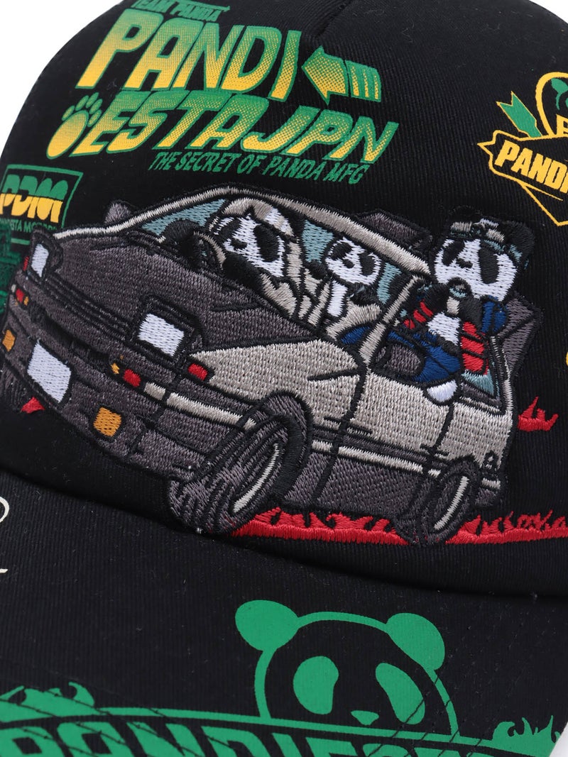 ＜秋の大予約会＞【PANDIESTA JAPAN】“ハコ乗りパンダ”刺繍入りメッシュCAP