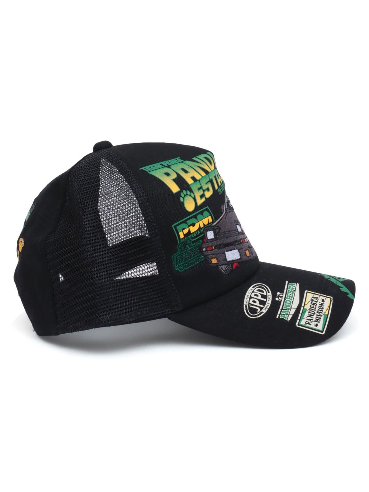 ＜秋の大予約会＞【PANDIESTA JAPAN】“ハコ乗りパンダ”刺繍入りメッシュCAP