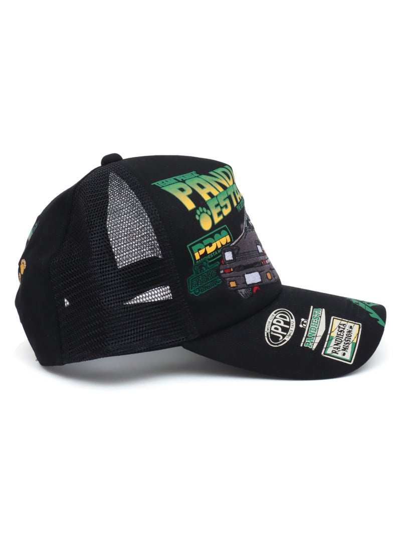 ＜秋の大予約会＞【PANDIESTA JAPAN】“ハコ乗りパンダ”刺繍入りメッシュCAP
