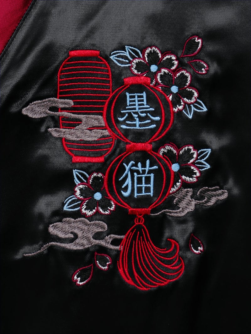 ＜秋の大予約会＞【SUMINEKO】“お猫様”総刺繍リバーシブルスカジャン