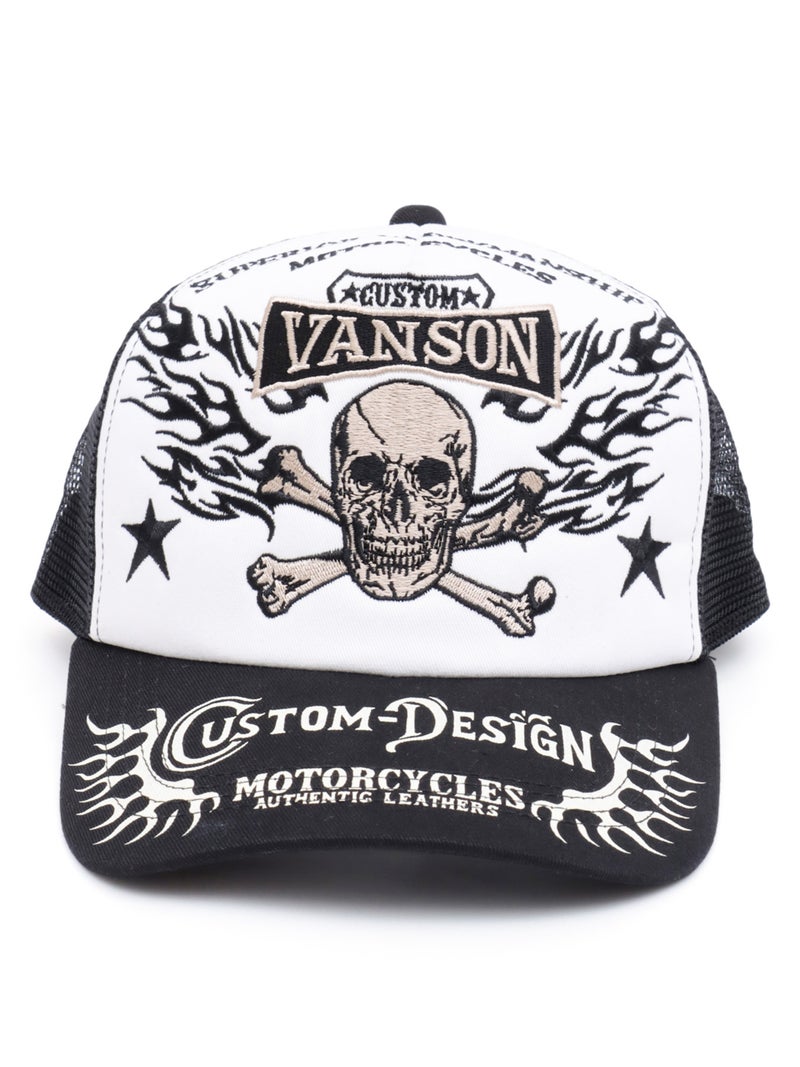 【VANSON】スカル ツイルメッシュキャップ