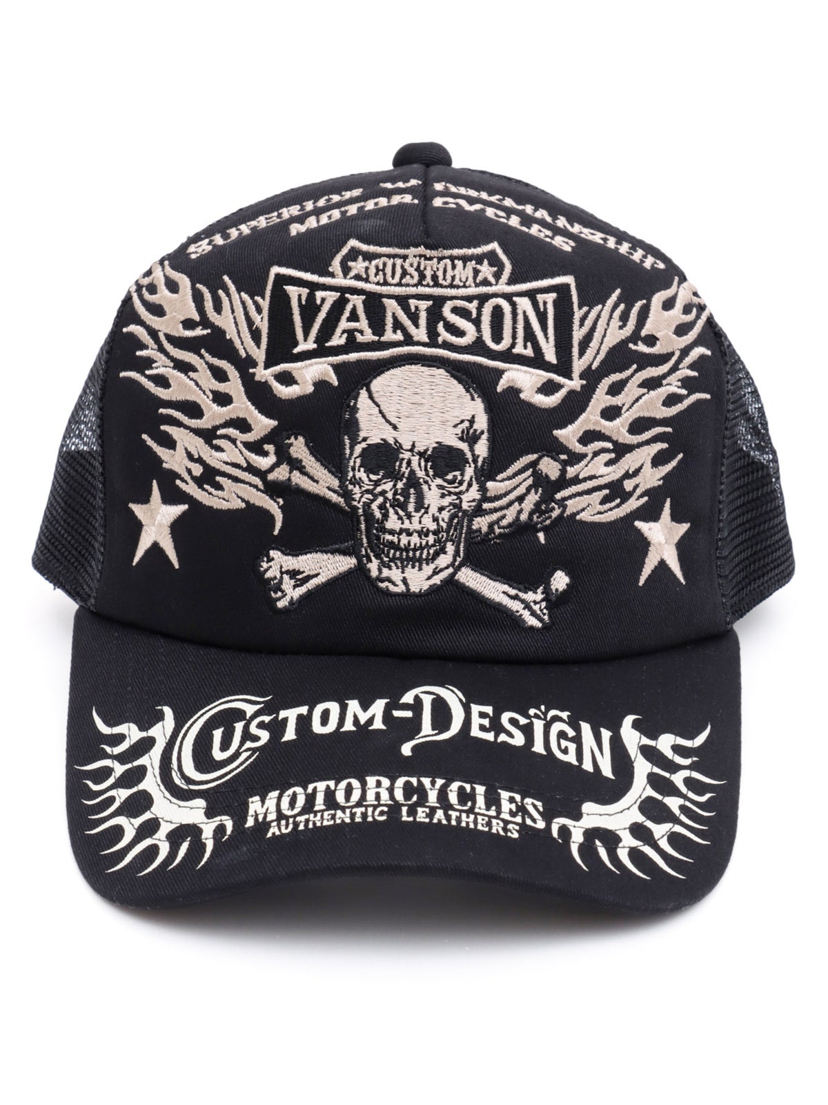 【VANSON】スカル ツイルメッシュキャップ