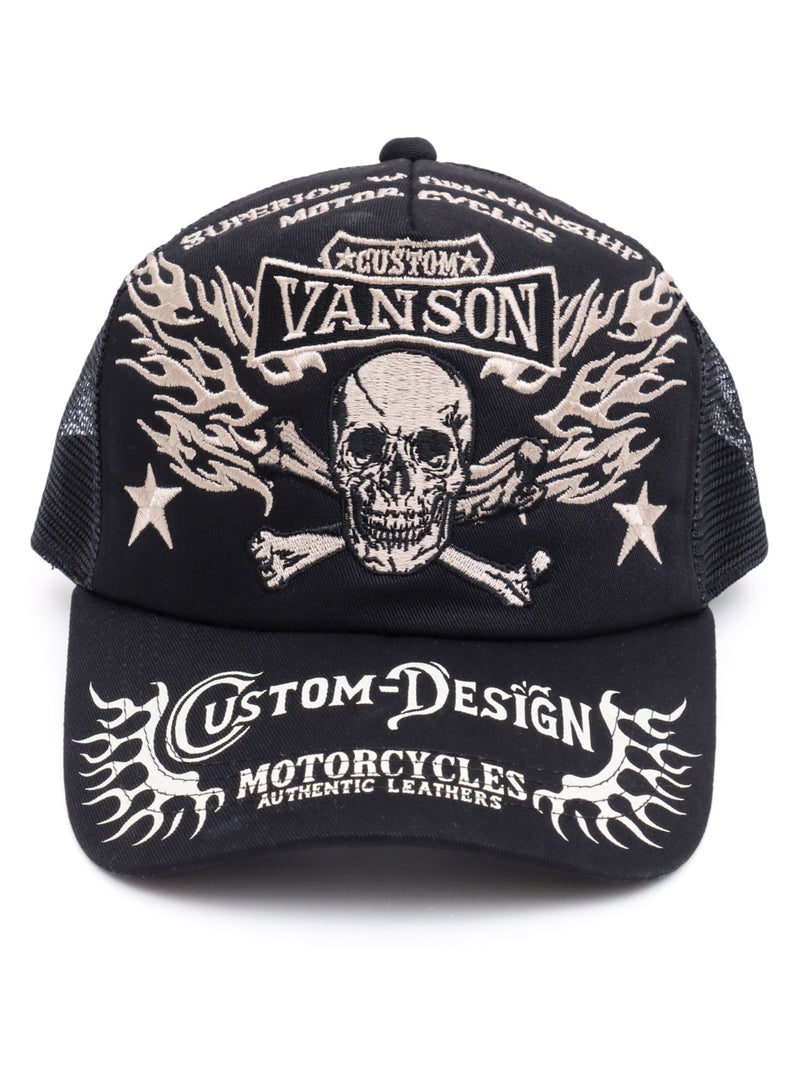 【VANSON】スカル ツイルメッシュキャップ
