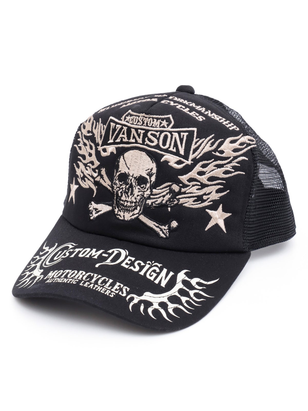 【VANSON】スカル ツイルメッシュキャップ