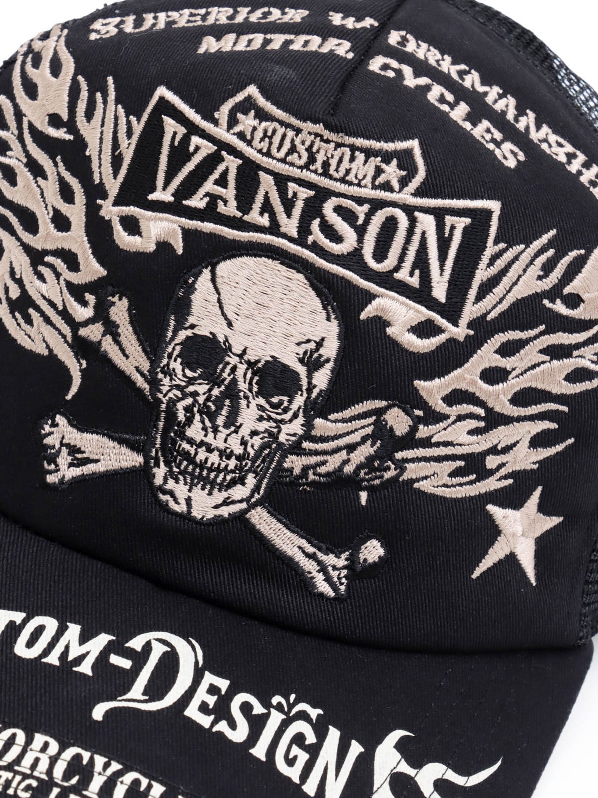 【VANSON】スカル ツイルメッシュキャップ