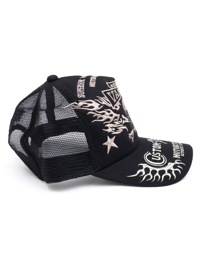 【VANSON】スカル ツイルメッシュキャップ