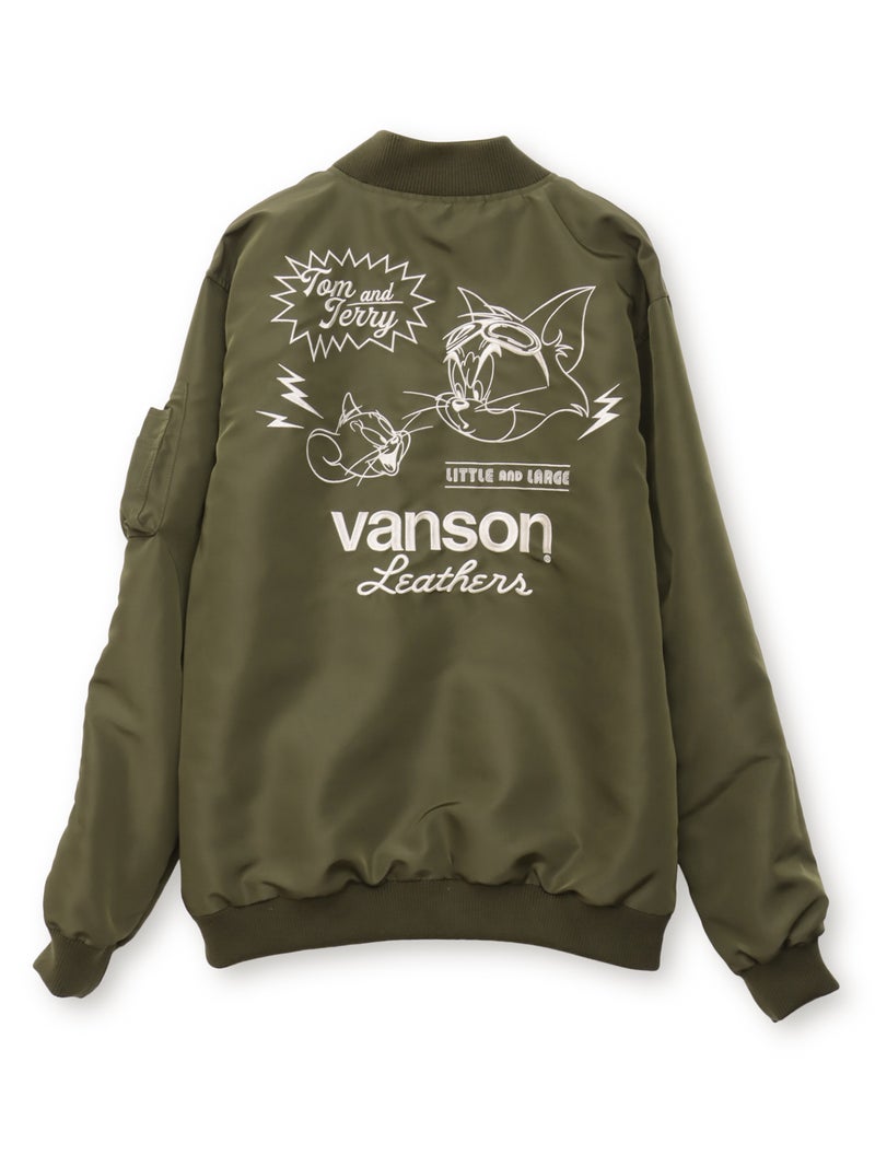 ＜秋の大予約会＞【VANSON×TOM and JERRY】“バイカーズトム＆ジェリー”総刺繍リバーシブルスカジャン／MA-1