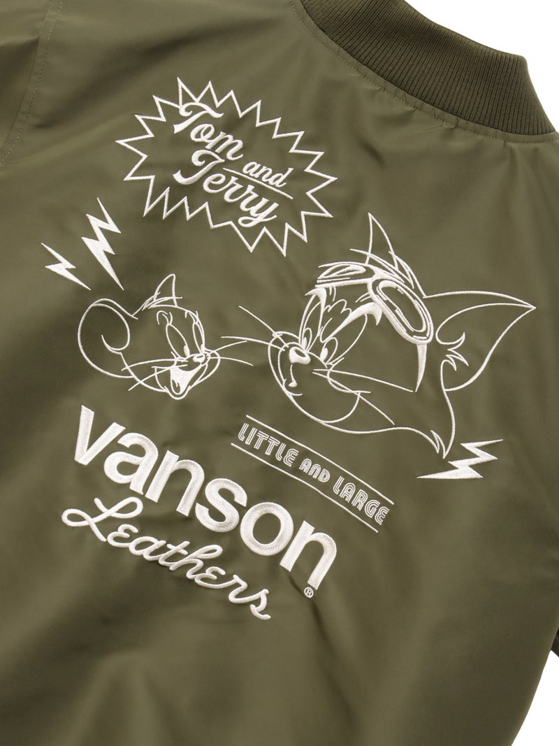 ＜秋の大予約会＞【VANSON×TOM and JERRY】“バイカーズトム＆ジェリー”総刺繍リバーシブルスカジャン／MA-1