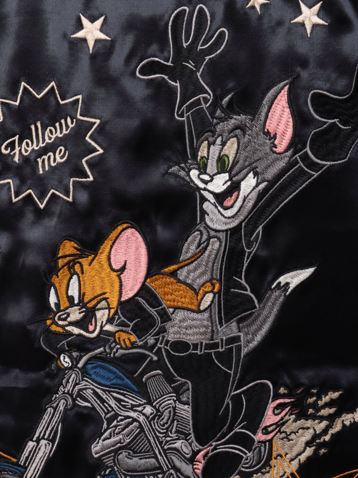 ＜秋の大予約会＞【VANSON×TOM and JERRY】“バイカーズトム＆ジェリー”総刺繍リバーシブルスカジャン／MA-1