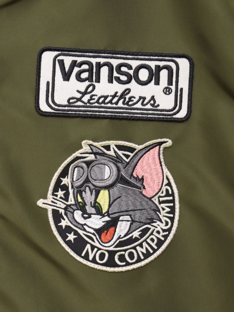 ＜秋の大予約会＞【VANSON×TOM and JERRY】“バイカーズトム＆ジェリー”総刺繍リバーシブルスカジャン／MA-1