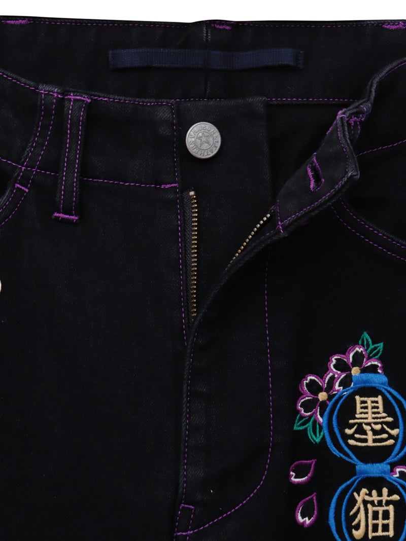  ＜秋の大予約会＞【SUMINEKO】“お猫様”総刺繍デニムパンツ