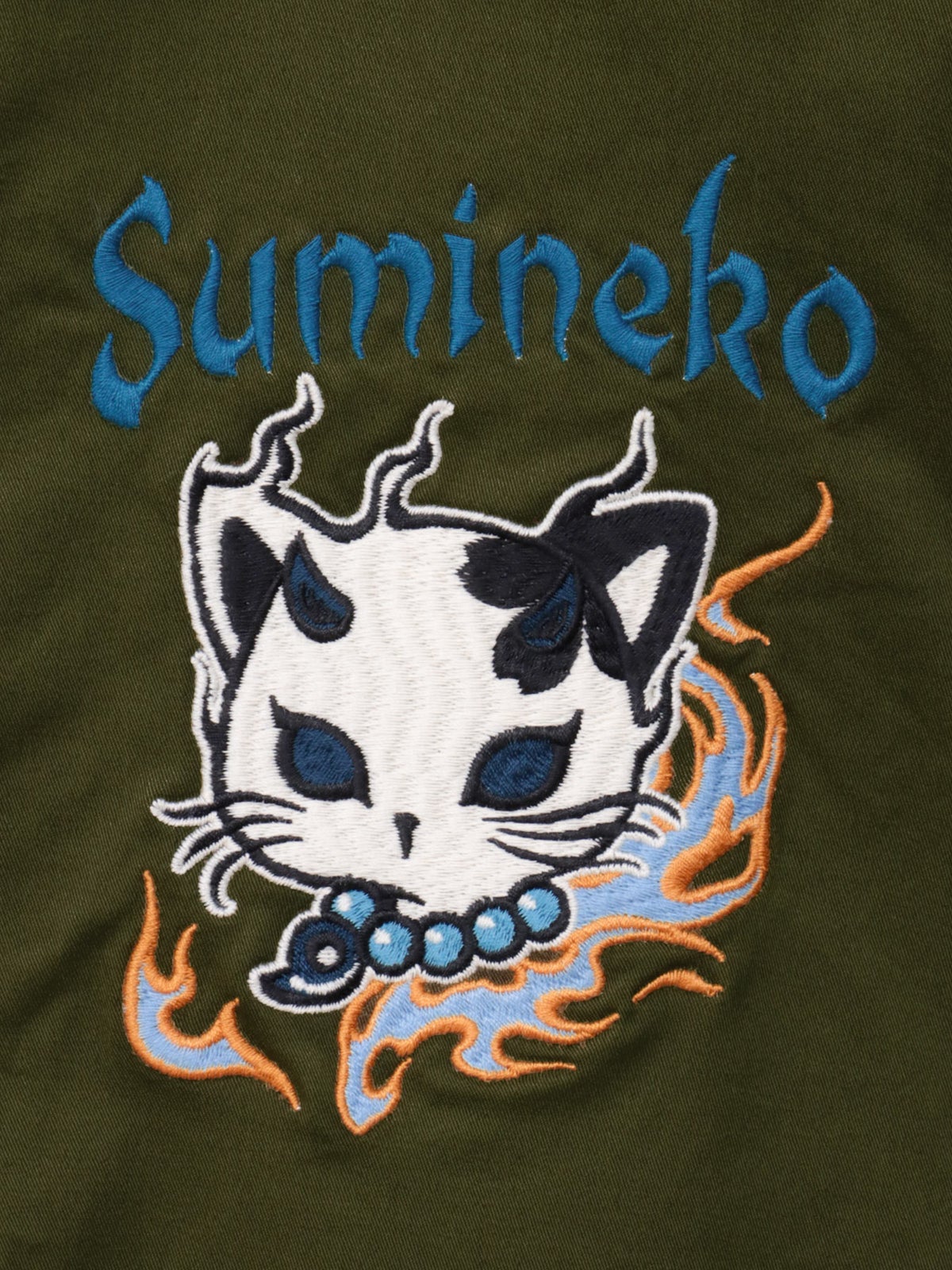 ＜秋の大予約会＞【SUMINEKO】“やんのか鬼猫”刺繍入りBIGシルエットシャツ