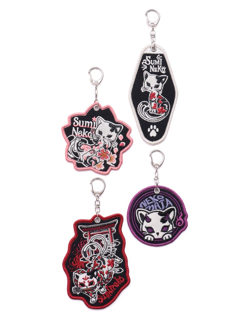  【SUMINEKO】“鬼猫”ワッペンキーホルダー