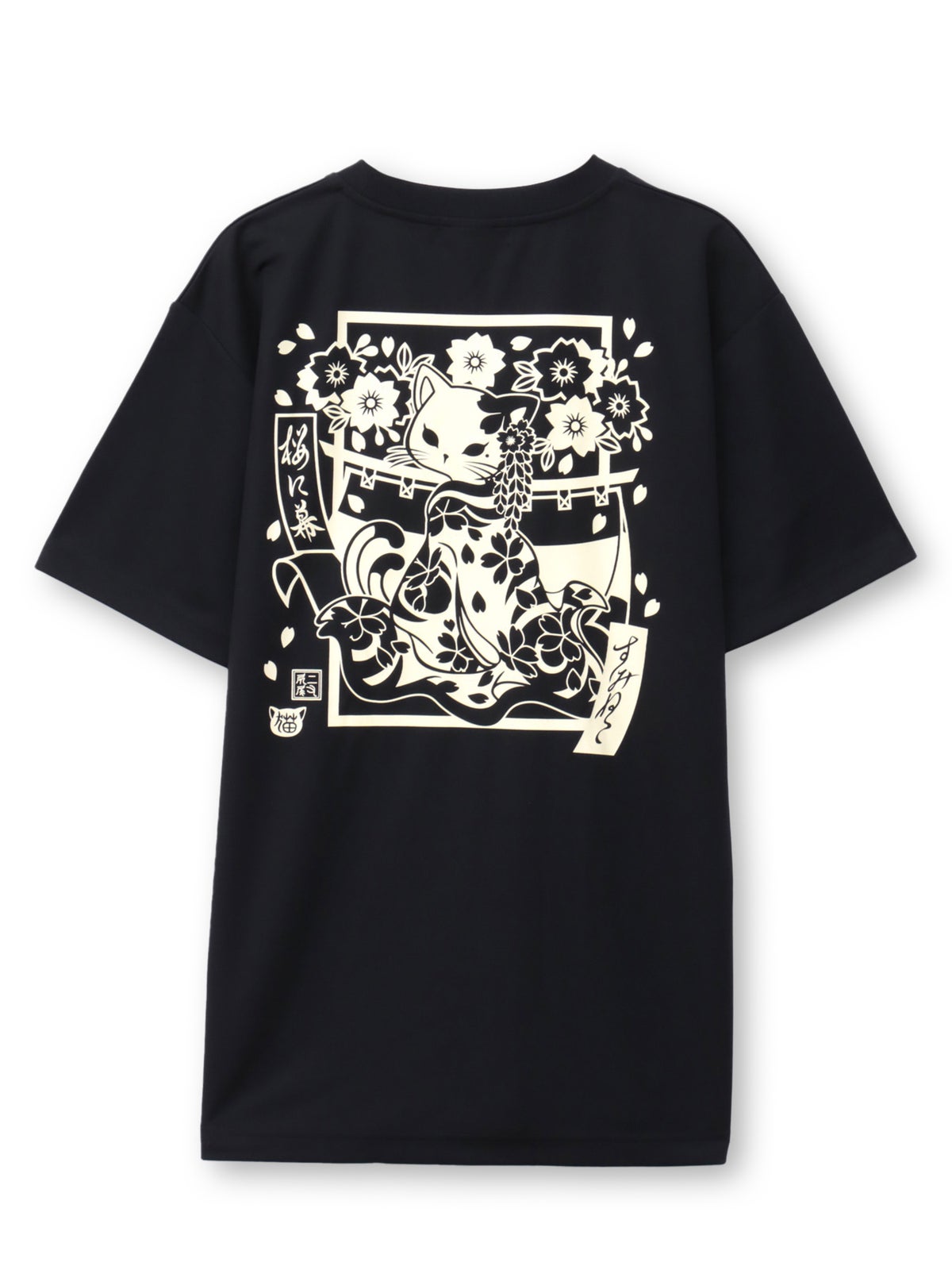 【SUMINEKO】“花魁猫”プリントDRY素材Tシャツ