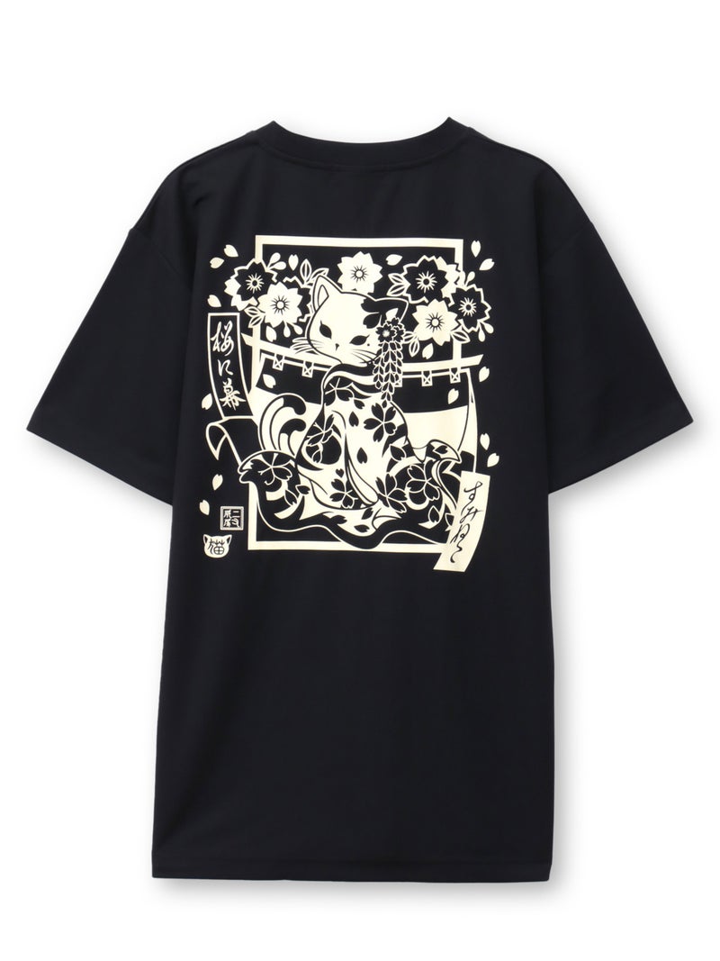 【SUMINEKO】“花魁猫”プリントDRY素材Tシャツ