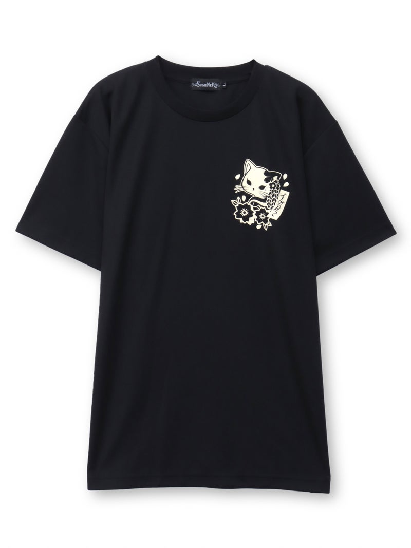 【SUMINEKO】“花魁猫”プリントDRY素材Tシャツ