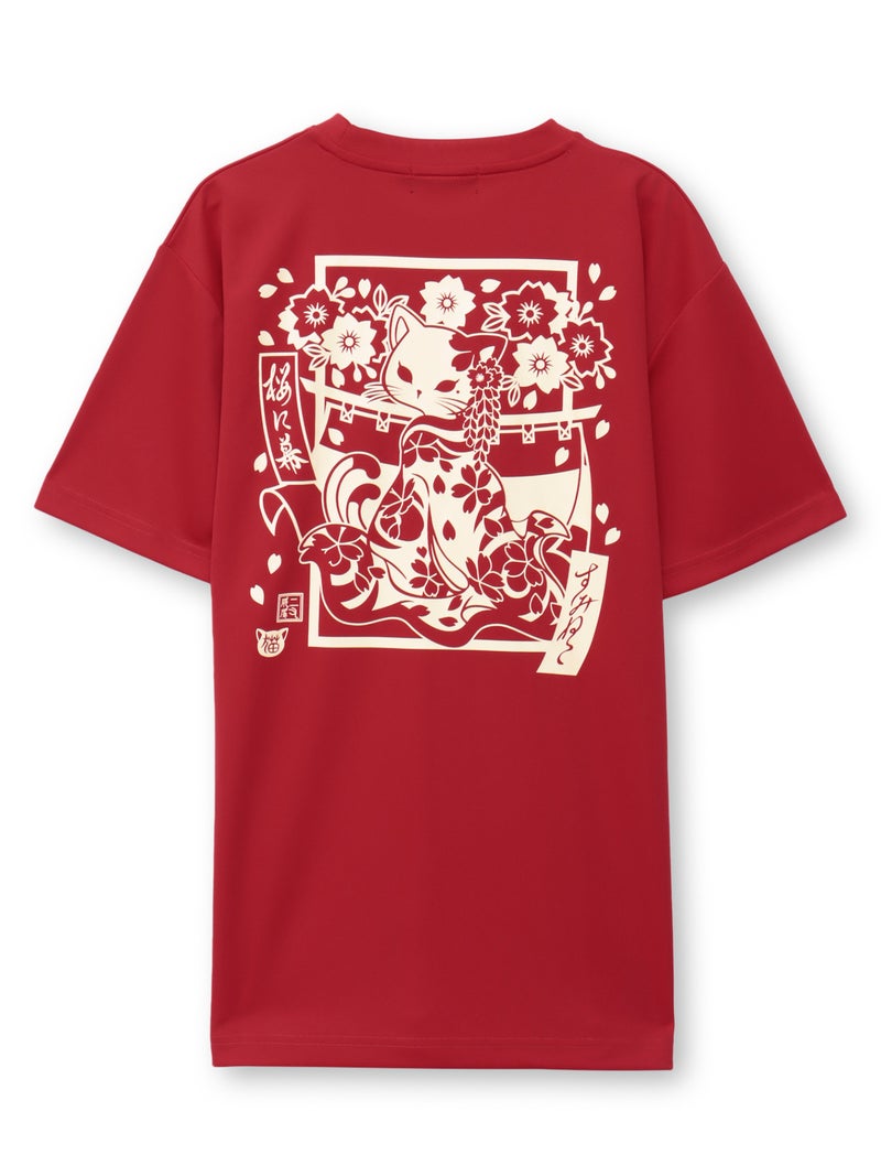 【SUMINEKO】“花魁猫”プリントDRY素材Tシャツ