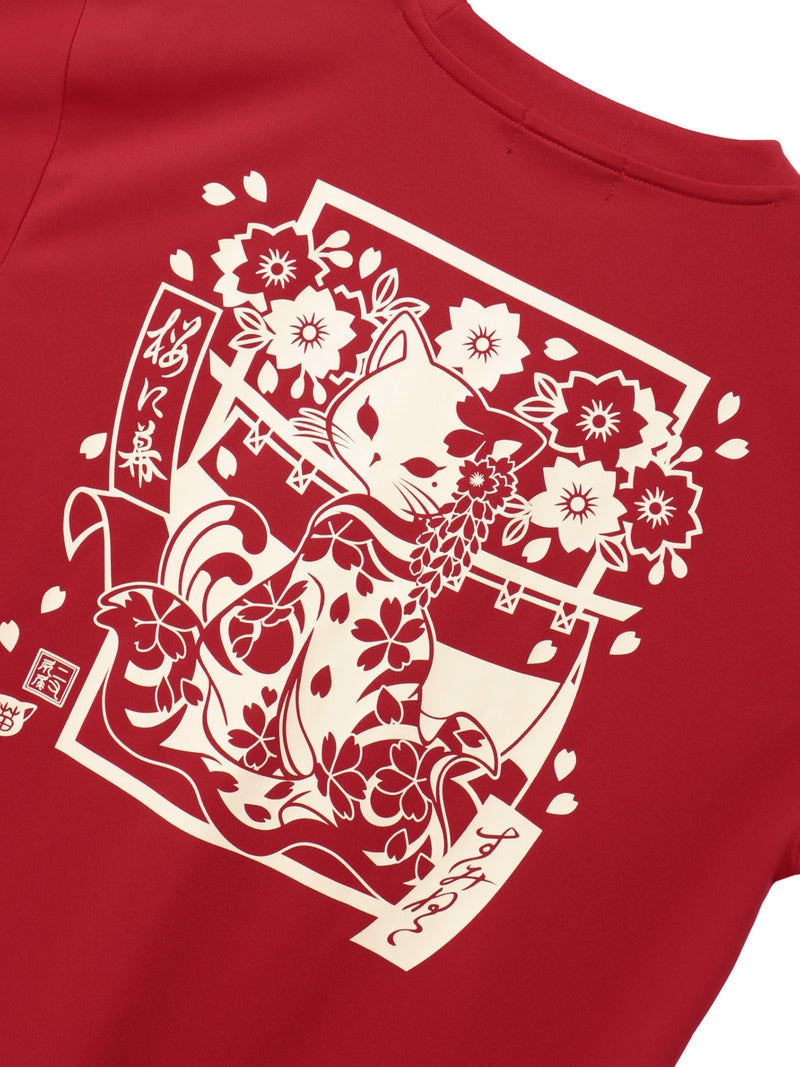 【SUMINEKO】“花魁猫”プリントDRY素材Tシャツ