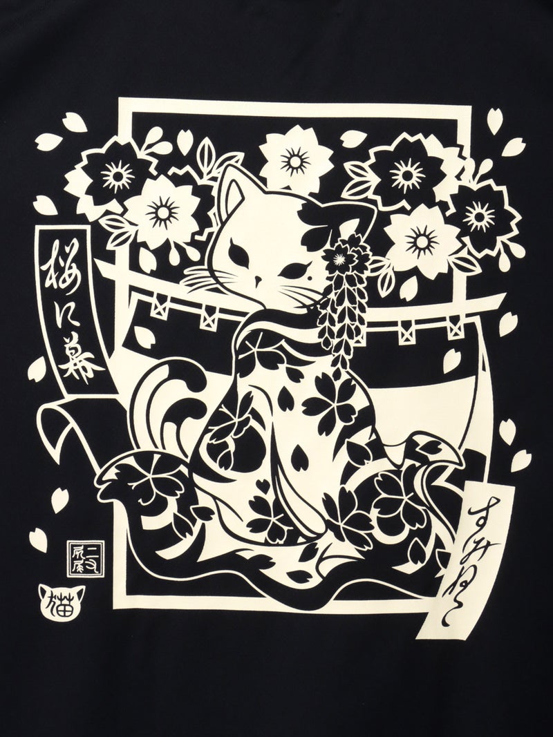 【SUMINEKO】“花魁猫”プリントDRY素材Tシャツ