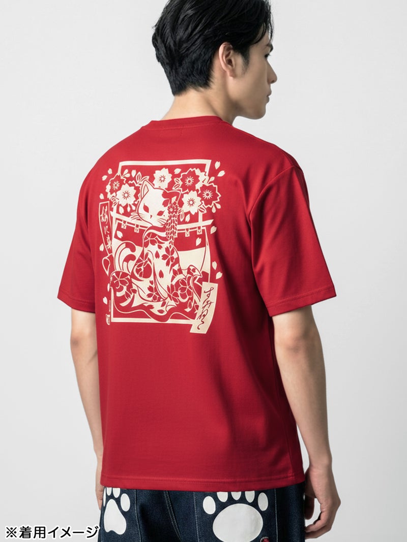 【SUMINEKO】“花魁猫”プリントDRY素材Tシャツ