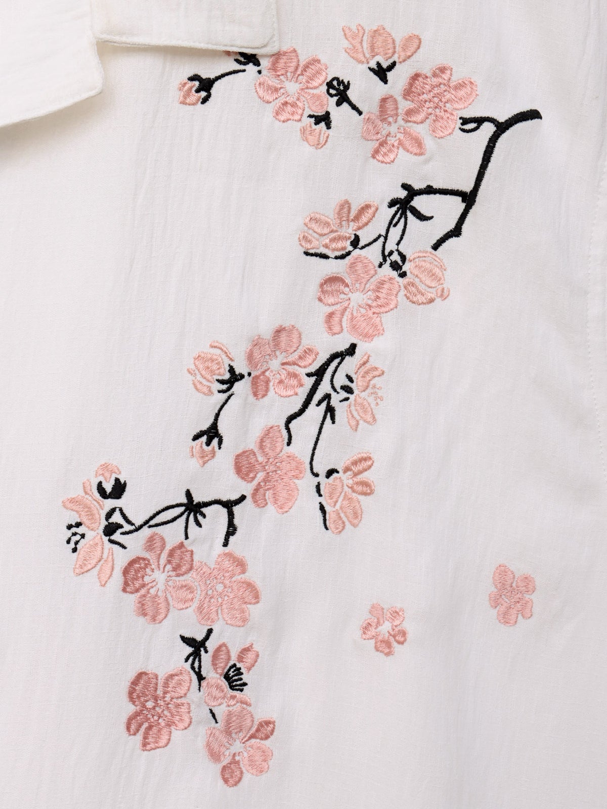 【雅結】桜刺繍 オープンカラー半袖シャツ