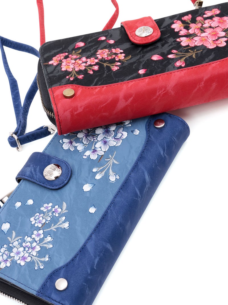 ≪40%OFF≫【雅結】桜刺繍ショルダーウォレット≪返品・取寄対応不可≫