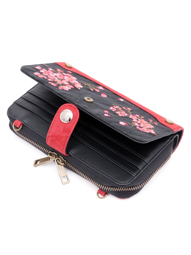 ≪40%OFF≫【雅結】桜刺繍ショルダーウォレット≪返品・取寄対応不可≫
