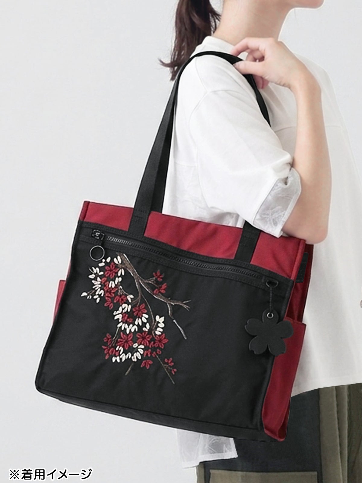 ≪20%OFF≫【雅結】桜刺繍入り2WAYトートバッグ≪返品・取寄対応不可≫