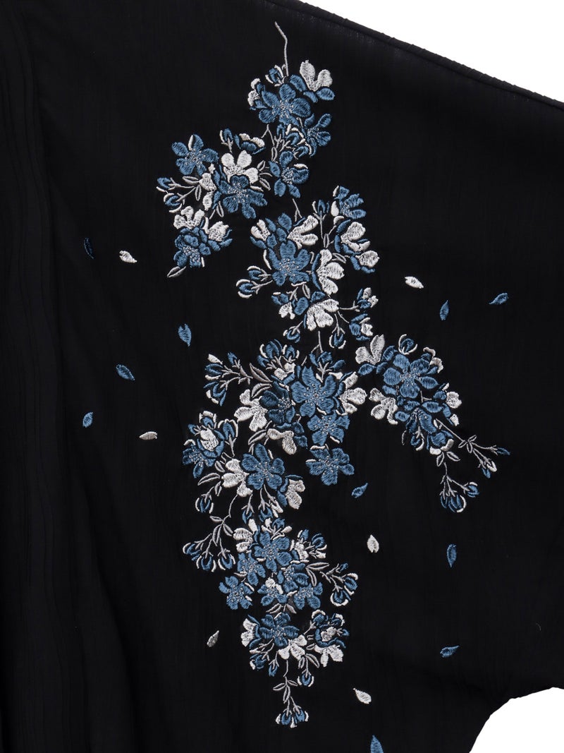 【雅結】桜刺繍 楊柳素材 ロングカーディガン